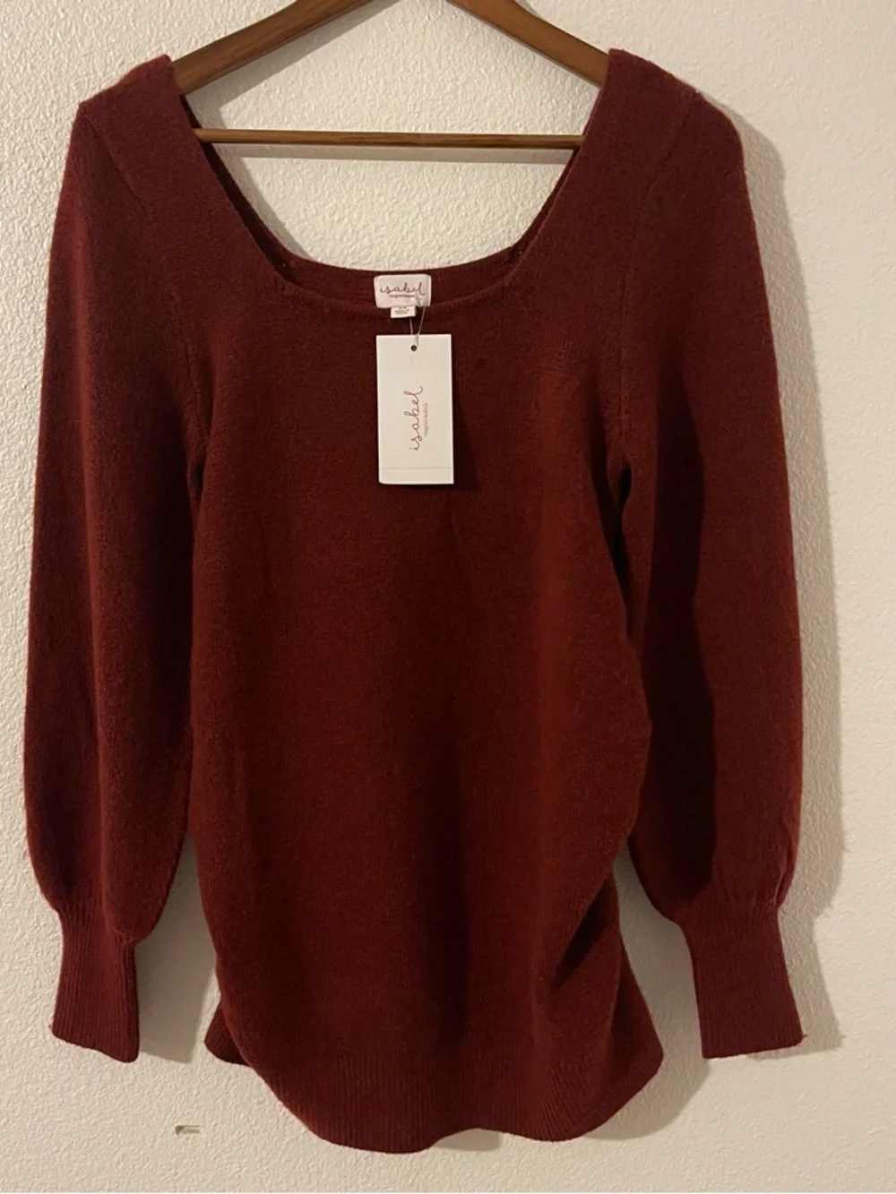INGRID & ISABEL Square Neck Burgundy Femme Maternity Sweater XS